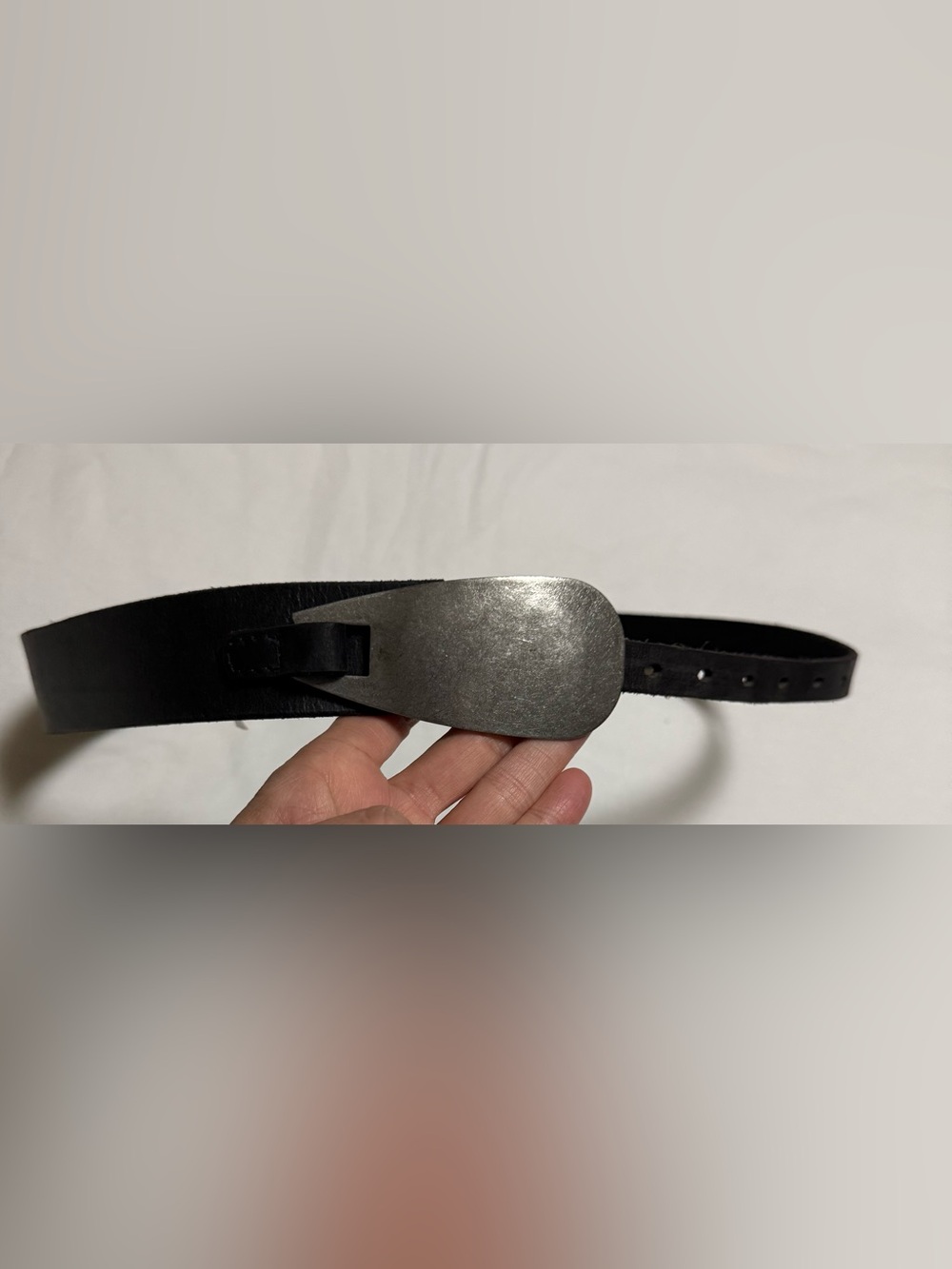 Free People | SZ S/M | Black Leather Oyster Bay Hip Belt Silver Tone Buckle EUC